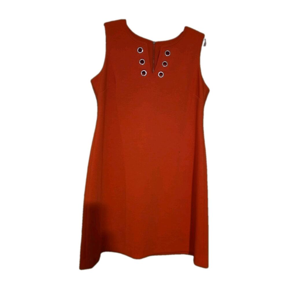 Tommy Hilfiger Dress Womens Size 14 Orange V-neck Gold Grommets Short